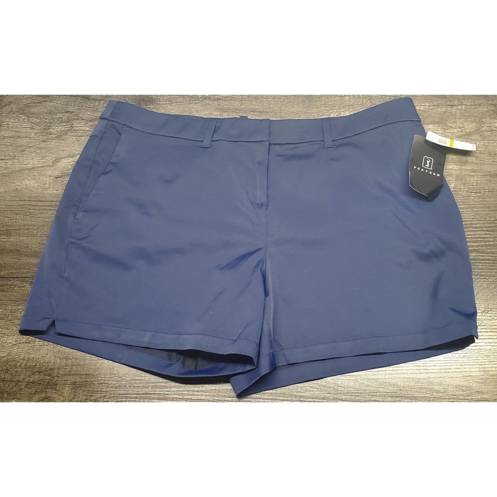PGA‎ Tour Shorts Womens 14 Navy Blue Easy Care Golf Sports Pockets Peacoat NWT